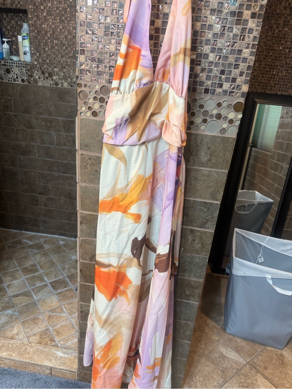 Petal & Pup Pastel Floral Draped Panel in Orange, Lilac & Cream